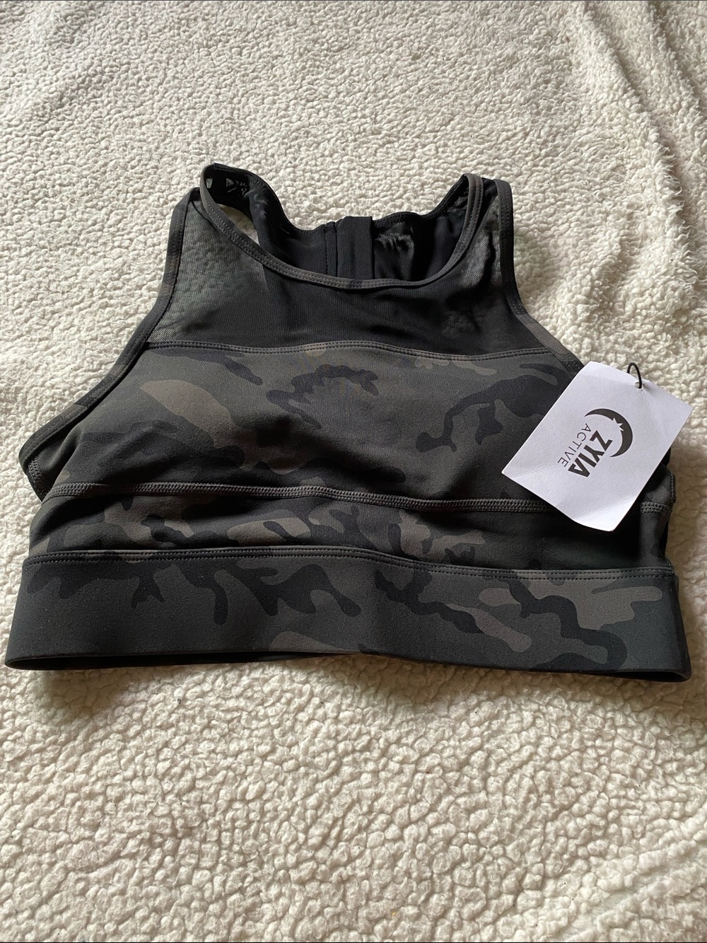 Ziva Active Women's Black Camo High-Neck Sports Bra